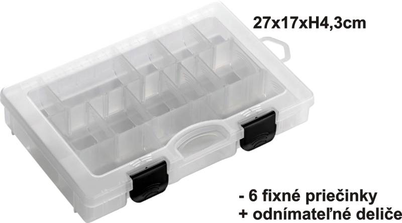 Krabička 27x17x4,3cm, 6 pevné+ variab. Priehradky