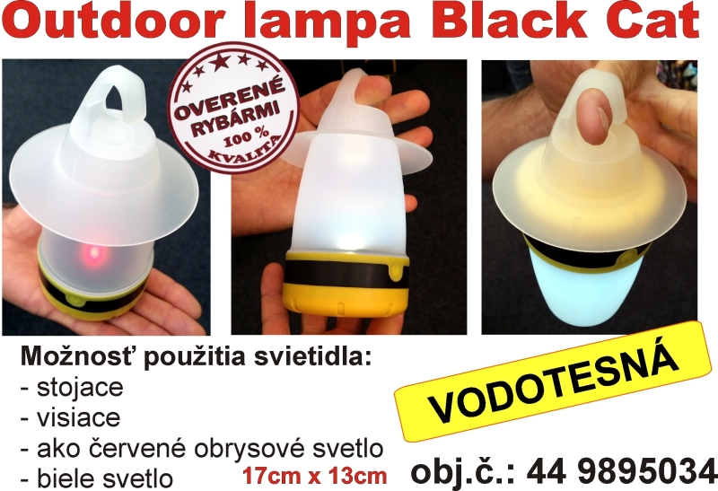 Black Cat Outdoor lampa so 4 funkciami.