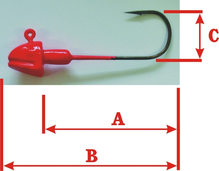 JIG háčik long - hlava rybky s očkom - červený - 20ks